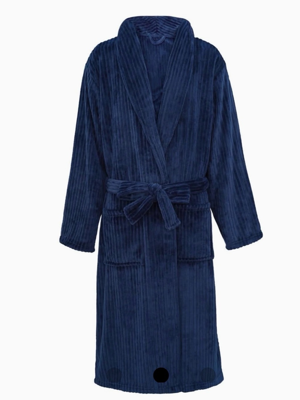 Wayland Plush Ribbed Robe in Navy - NIB
